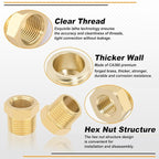 KOOTANS 4pcs Heavy Duty 1/2 NPT Male Thread to 3/8 NPT Female Thread Brass Reducer Hex Bushing Brass Fitting Pipe Hose Tube Adapter Convert
