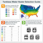 Tankless Water Heater Electric, ECOTOUCH 6kW 240V Point of Use Water Heater on Demand Water Heaters Instant Hot Water Heaters ETL Certificated Self-modulation ECO60SE White