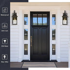 2-Pack Outdoor Wall Lanterns Exterior Waterproof Wall Sconce Light Fixture Black Outdoor Lighting Fixture with Water Ripple Glass Shade Outside Porch Light for Garage Patio and Doorway