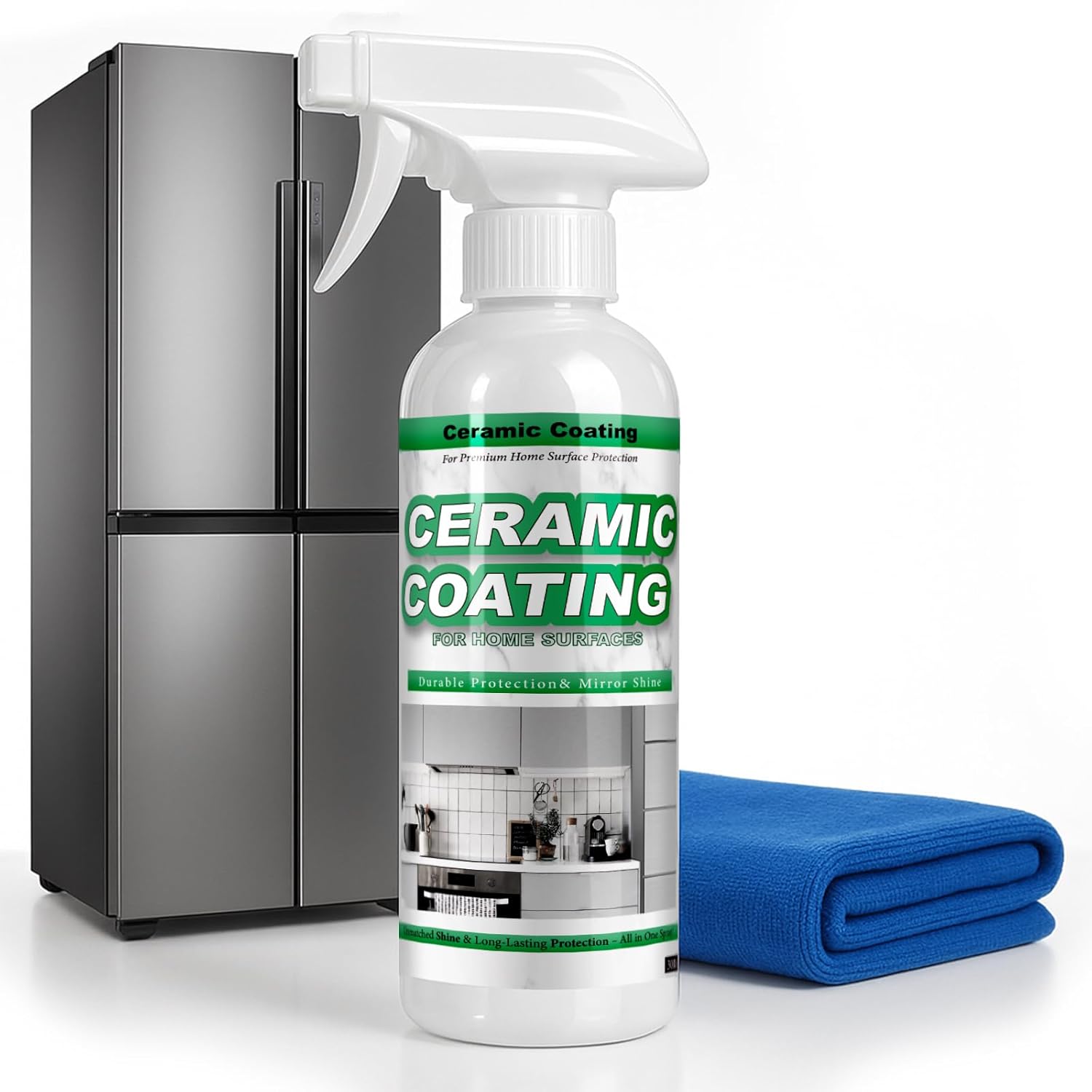 300ml Ceramic Coating Spray for Stainless Steel and Hard Surfaces, Anti-Fingerprint, Stain Resistant, Hydrophobic Protection for Appliances, Glass, Tile, Countertops