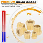 KOOTANS 4pcs Heavy Duty 1/2 NPT Male Thread to 3/8 NPT Female Thread Brass Reducer Hex Bushing Brass Fitting Pipe Hose Tube Adapter Convert