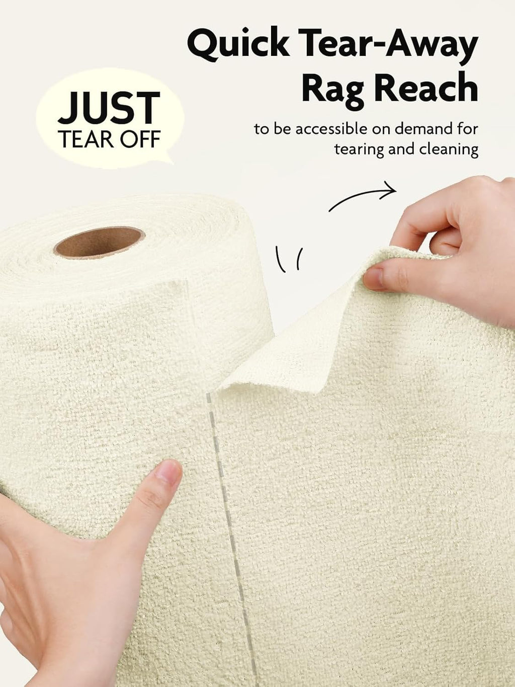 Fantasticlean Microfiber Cleaning Cloth Roll -30 Pack, Tear Away Microfiber Towels, 12" x 12", Reusable, Washable, Scratch Free, Ultra Absorbent Dishcloth for Car, Home Supplies, Pet, Kitchen (Beige)