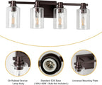 4 Lights Bathroom Lighting Fixtures Over Mirror Oil Rubbed Bronze Bathroom Vanity Light Fixture Farmhouse Vanity Light Vintage for Bedroom Living Room Hallway