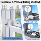 Sliding Window Locks for Up and Down Windows,Easy to Install Vertical & Horizontal Window Security Locks,Adjustable Aluminum Window Stopper Lock (6 Sets)