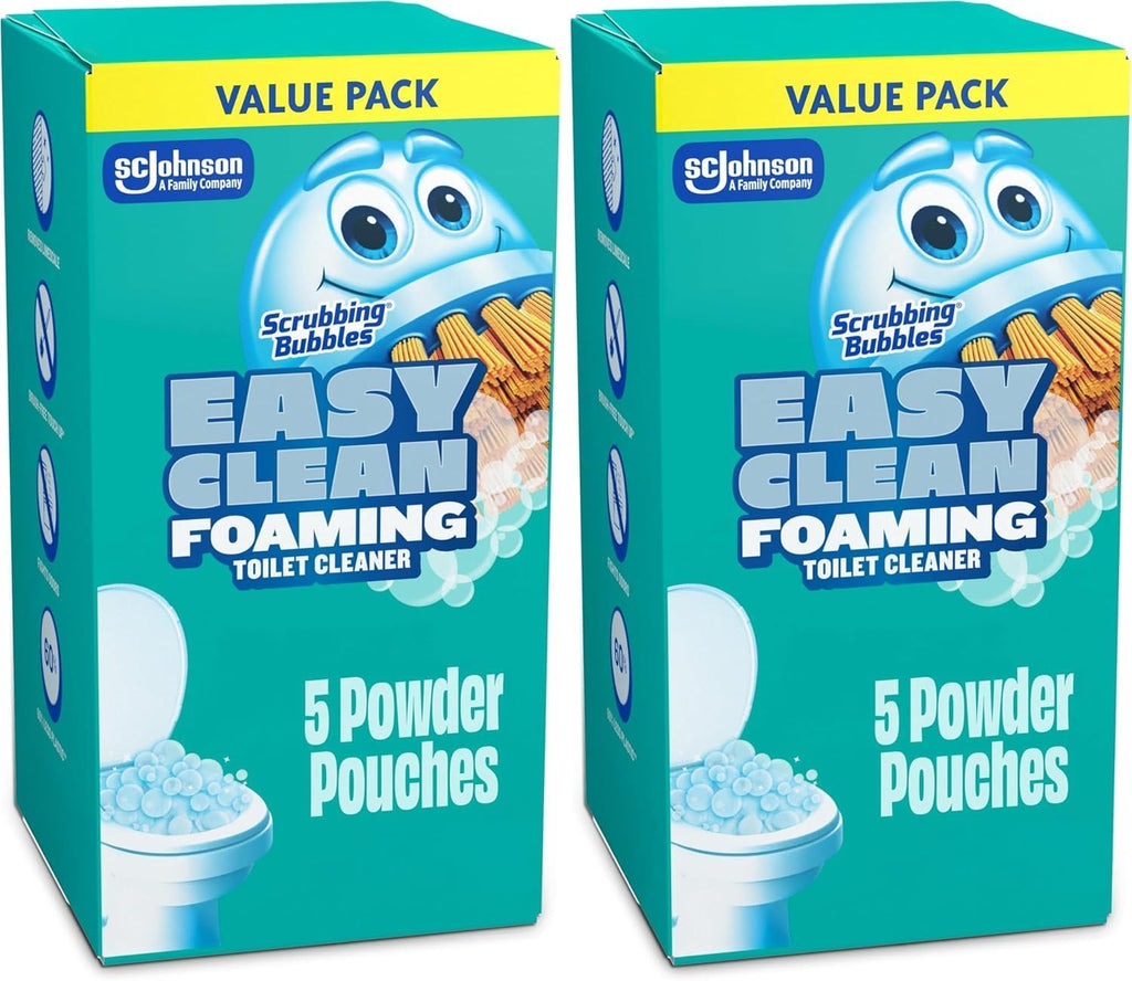 Scrubbing Bubbles Easy Clean Foaming Toilet Bowl Cleaner, Easy Toilet Drop In Powder Pouches, 100g (5 Pouches) (Pack of 2)
