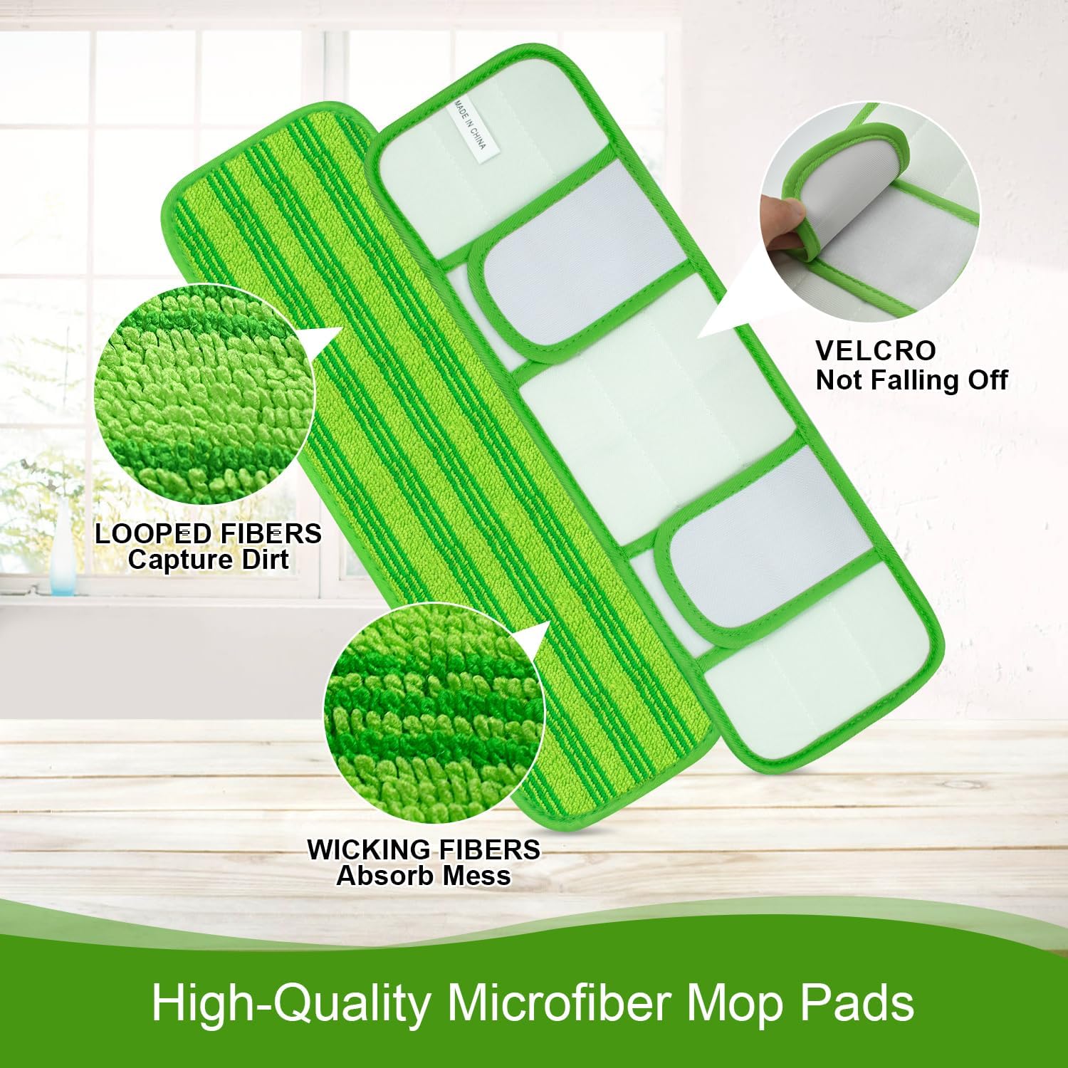 Upgraded Reusable Mop Pads Compatible with Swiffer PowerMop, Mop Refill Pads Replacement for Swiffer Power Mop Spray Mopping Pads for Multi-Surface Floor Cleaning, Quality Cationic Material & Washable