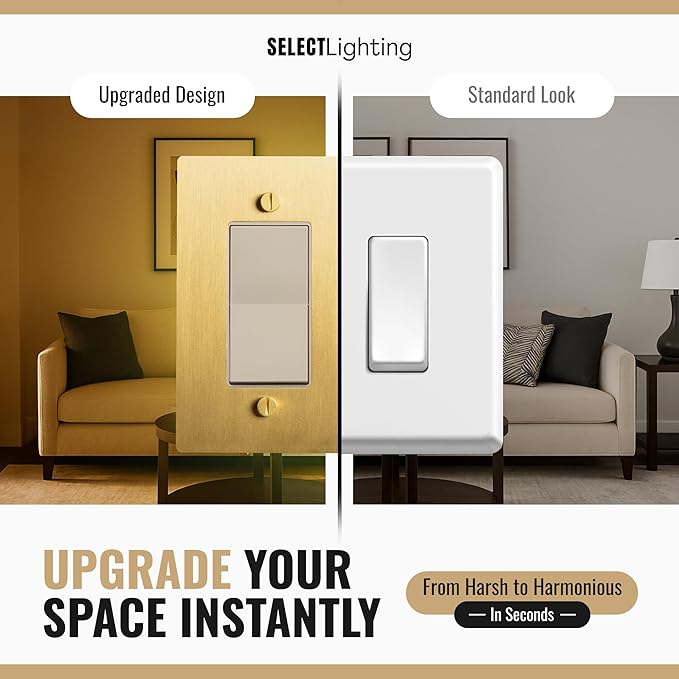 3-Gang Satin Brass Wall Plate, Electrical Receptacle Wall Outlet Faceplate, GFI/Rocker Decorator Light Switch Cover