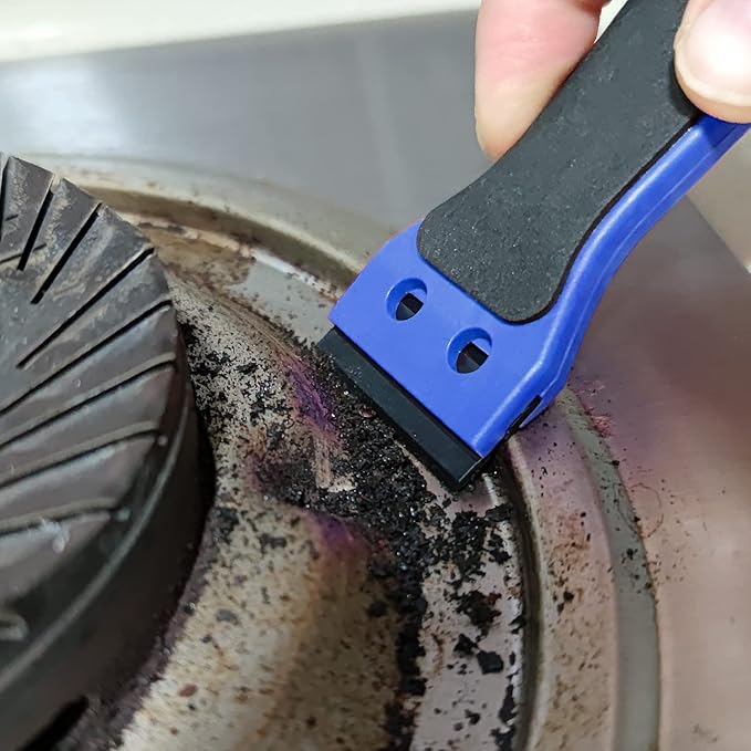 EHDIS 2pcs Plastic Razor Scraper 6-inch Long Handle Adhesive Remover Tool with 100 Double-Edge Blades for Window Tint Vinyl Scraper Decal Sticker Glue Remover (blue)