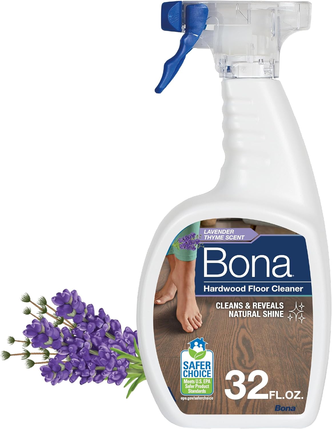 Bona Hardwood Floor Cleaner Spray - 32 fl oz - Lavender Thyme Scent - Refillable - Residue-Free Floor Cleaning Solution for Wood Floors