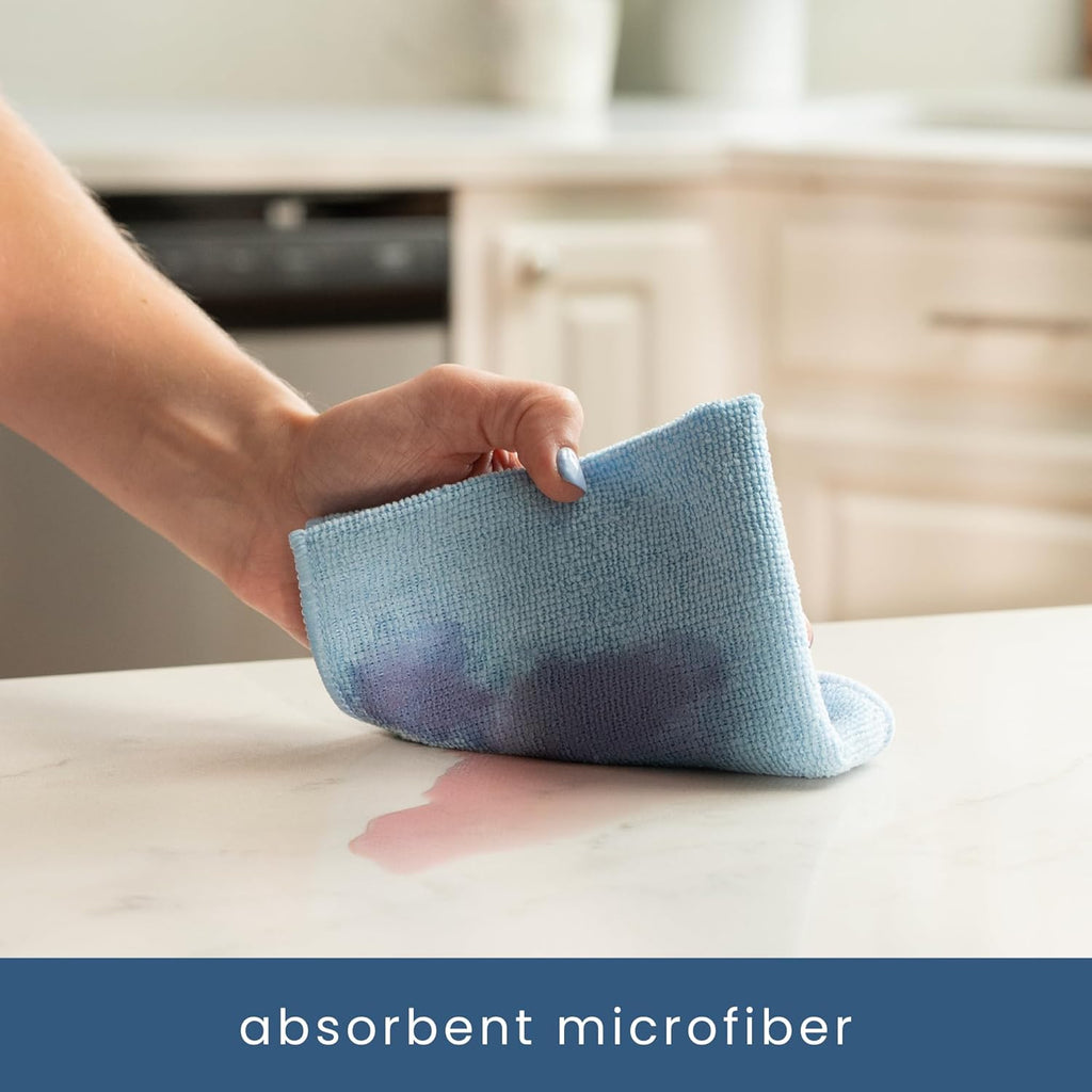 S&T INC. 100 Pack Microfiber Cleaning Cloth, Bulk Towels for Home, Reusable Microfiber Towels for Cars, Cleaning Rags, Light Blue, 11.5 Inches x 11.5 Inches, 100 Count