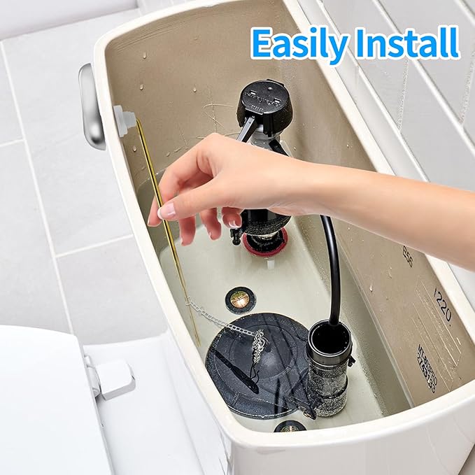 Toilet Flush Handle Replacement Kit, Zinc Alloy Toilet Handle Brass Lavatory Flusher Lever for Most American Standard Toilet Bowls, Universal Replacement Kit (Silver)