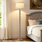 62" Floor Lamps for Living Room,3 Color Temperature Retro Standing Lamp, Vintage Farmhouse Floor Lamp with Rotary Switch, Rustic Resin Tall Lamps for Living Room, Bedroom, Office, Corner(Light Gray)