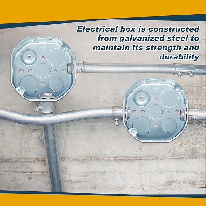 12 Pcs Electrical Box Junction Box Galvanized Steel Metal Electrical Boxes, 1/2'' and 3/4'' Knockouts, Drawn Construction, Silver (4 x 1-1/2 Inch,Classic)