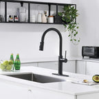Matte Black Kitchen Faucets High Arc Single Handle Tall Kitchen Faucet with Pull Down Sprayer, Solid Brass 19 inch
