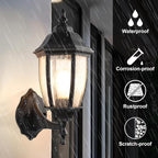 Outdoor Wall Lantern, 14 Inch Porch Light Fixtures with Seed Glass Shades, Waterproof Exterior Wall Lights, Mounted Outside Lighting for House Farmhouse Patio Doorway Garage (E26 Base Max 40W)