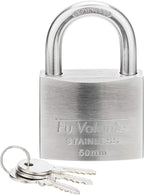Stainless Steel Pin Tumbler Padlock, 304 Marine Series, Weatherproof Padlock for Outdoor use, 2 inch Wide Body, Keyed Different - Stainless Steel Body & Shackle