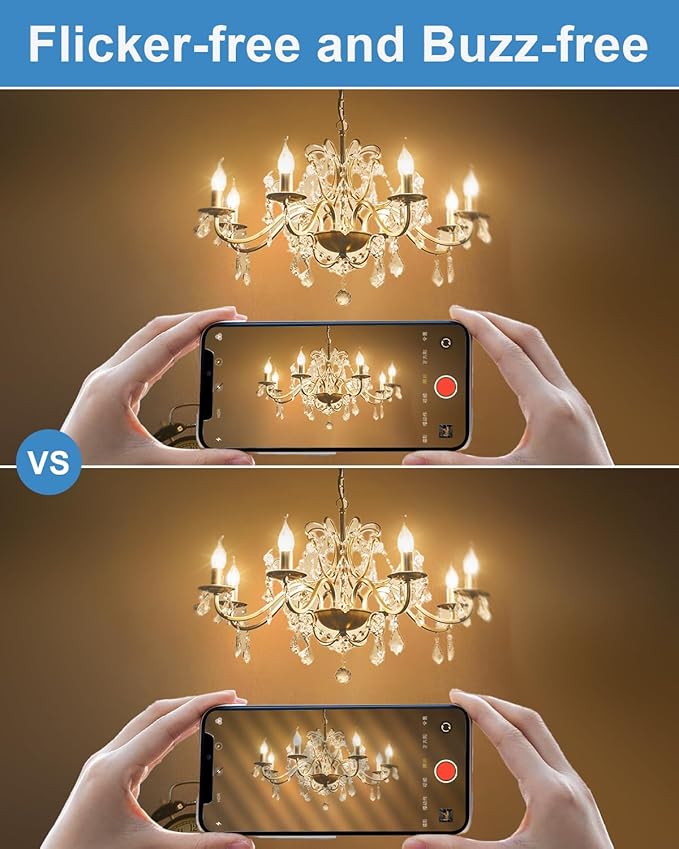 25W Candelabra Light Bulbs, E12 B10 Clear Candle Base Bulb with Warm White 2700K, 250 Lumen Dimmable, 120V Incandescent Chandelier Light Bulbs for Pendants, Ceiling Fan, Wall Sconces (12-Pack)