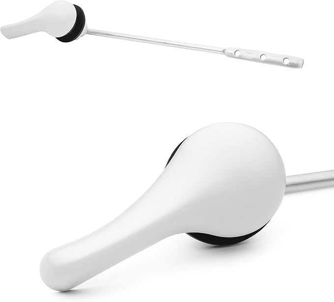 Qualihome White Toilet Tank Flush Lever Handle, Universal Front Mount with Nut Lock, Fits Most Toilets