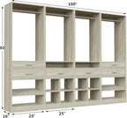 Unikito Closet System, 8.2FT Closet Organizer with 6 Wooden Drawers, Hanging Rods, Adjustable Shoe Rack and Cube Storage, Easy Assembly Wardrobe Tower, Set of 4, White Oak