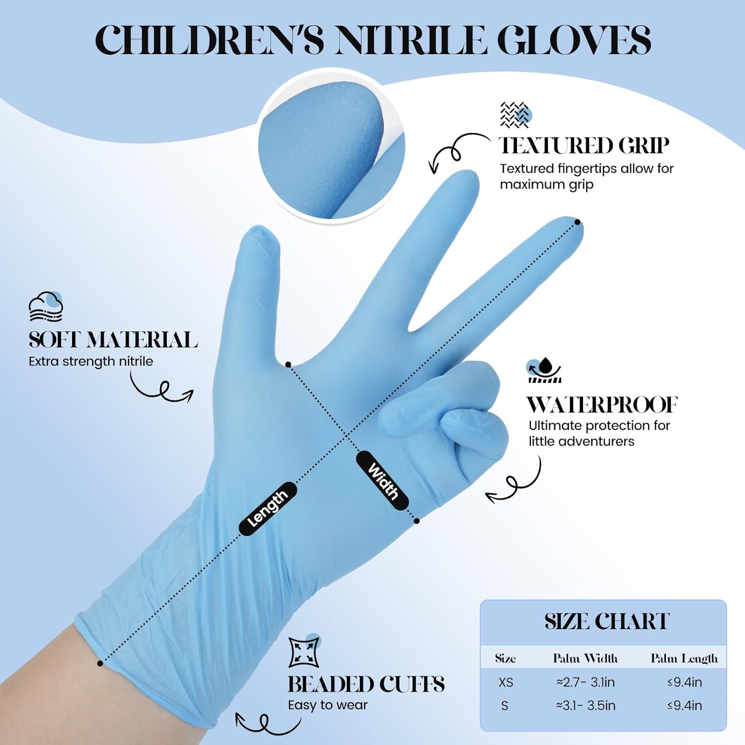Kids Disposable Gloves, SmalNitrile Gloves for Cleaning, Cooking, Gardening