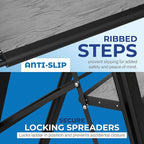 Step Ladder 4 Step Folding, Decorative - Beautiful Gray Wood & Black Aluminum, Ultra Slim Profile, Anti Slip Steps, Sturdy-Portable for Home, Office, Kitchen, Photography Use,by SORFEY