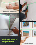 LasGoo 4x360° Self-Leveling Laser Level, 16 Lines Green Cross Line Laser, for Construction Projects and Home Decoration, with 2 Rechargeable Li-Ion Batteries and Magnetic Bracket, LG-4Ds