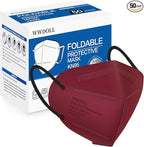 WWDOLL KN95 Face Mask 50 Pack, 5-Layers Breathable KN95 Masks, Red