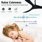 60" Black Ceiling Fan with Remote Control, Quiet Ceiling Fan without Lights for Indoor/Outdoor - Modern Design, Powerful Airflow, Silent Operation