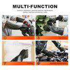 North Tower Heavy Duty Rubber Gloves, Industrial Gloves Waterproof Reusable Protective Work for Cleaning, Dishwashing,Upgraded with Non-Slip Design, Black (22in,2pair)