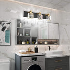 Aipsun Crystal Vanity Light Black Bathroom Vanity Lighting Fixtures 3 Lights Modern Vanity Light for Bathroom (Exclude Bulb)