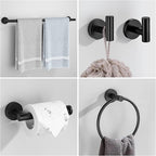 Matte Black Towel Bar Set Bathroom Hardware Set, 4-Piece Towel Holder Set for Bathroom SUS304 Stainless Steel Bathroom Accessory Set 19.68 in