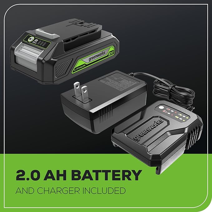 Greenworks 24V Cordless Trim Router, Variable Speed Brushless Motor Compact Palm Router with 2Ah Battery and Charger