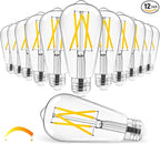 Hizashi Vintage LED Edison Bulb Dimmable, 6W Equivalent 60W, 3000k Soft White, E26 Base Led Light Bulbs, 700LM, UL Listed, High CRI 95+ Eye Protection, Clear Glass, Pack of 12