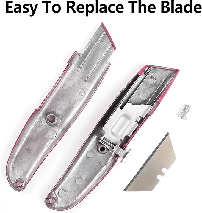 DIYSELF 30 Pack Box Cutter Heavy Duty Aluminium Shell Utility Knife | SK5 Steel Sharp Blade | Retractable Knife for Cutting Cartons Ropes and Cardboard | Home and Office Use (Pink)