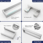 Brushed Nickel 4-Piece Bathroom Hardware Accessories Set, Bathroom Hardware Set including Towel Bar,Towel Holder, Toilet Paper Holder,Towel Hook, SUS304 Stainless Steel Bath Towel Bar Set Wall Mounted