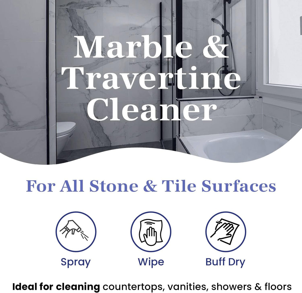 Marblelife InterCare Marble and Travertine, Natural Stone & Terrazzo Liquid Cleaner, Shower & Tile Surface Care, Floor, Walls & Countertop Cleaner and Degreaser, 32 oz