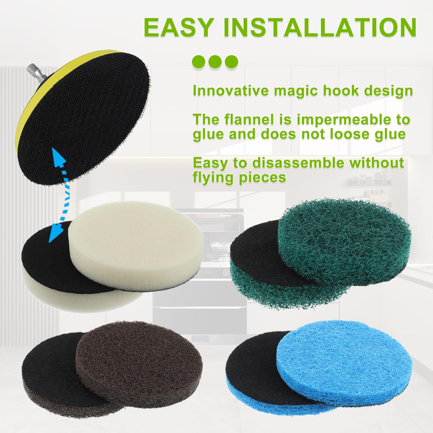 16pcs Electric Cleaning Brush Pad Set 4 Foam Pads 4 Kitchen Mats 4 Performance Pads 4 Microfibre Pads fit for Dremel Versa Cleaning Brush