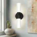 kudos Wall Sconces 16inches Black Vanity Light Fixtures, Modern Sconces Wall Lighting with Milk White Glass, Dimmerable 3000K/4000K/5000K for Bathroom Bedroom, KDVL13-BK