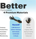 Raxwell Heavy Duty Disposable Gloves Latex Free | 5.5 Mil Black Nitrile Gloves | Powder Free Chemical Resistant Gloves
