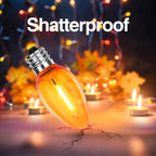 C7 LED Light Bulbs, 12 Pack Halloween Orange Outdoor String Lights Replacement Bulbs, 0.6W E12 Candelabra Base for Patio, Halloween & Christmas Party Decor