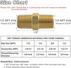 KOOTANS 1/2 NPT x 1/2 NPT Male Solid Brass Hex Nipples, Heavy Brass Pipe Adapter Fittings Equal Nipples Connectors 4Pieces