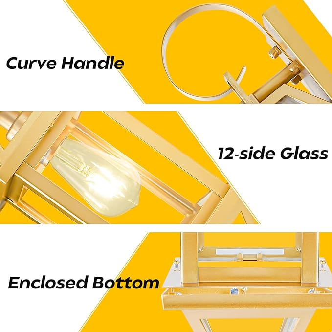 Gold Porch Light 2-Pack, Rustic Outdoor Wall Sconces with Clear Glass, 18' Enclosed Bottom Aluminum Exterior Wall Sconces for Exterior House ETL Listed