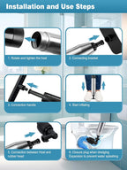 Toilet Plunger Drain Clog Remover Tool, High-Pressure Drain Snake Sink Plunger with Real-Time Barometer, Air Toilet Unclogger for Bathroom, Kitchen, Sinks and Clogged Pipe