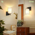 Set of 2 Wall Sconces for Bathroom, Modern Vanity Light Fixtures, Black & Gold Wall Mount Lighting Lanterns, Farmhouse Wall Lights with Double Clear Glass Shade for Bedroom Living Room Mirror Hallway