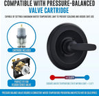 Replacement for Delta Classic 13 Series Single-Function Trim Kit, T13010 Shower Handle, Fit Delta Shower Valve R10000 Series, Matte Black (Cartridge Included)