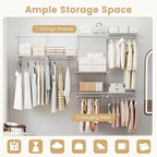 Giantex Closet Organizer System, 4-8 FT Wall-Mounted Closet Shelves and Rod, Adjustable Closet Organization w/ Hanging Rod, DIY Expandable Modular Metal Wire Shelving for Laundry Bedroom (White)