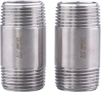 3/4" X 3/4" Male Nipple Pipe Fitting - Stainless Steel NPT Threaded Long Coupling Fitting 2" Length (pack of 2)