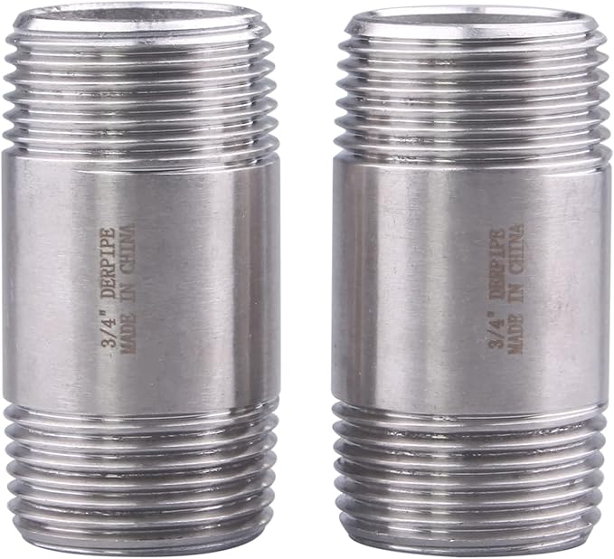 3/4" X 3/4" Male Nipple Pipe Fitting - Stainless Steel NPT Threaded Long Coupling Fitting 2" Length (pack of 2)