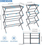 APEXCHASER Clothes Drying Rack, 3-Tier Laundry Drying Rack for Clothes, Expandable Metal Clothing Dryer, Collapsible Towel Rack, Air Drying Rack, Graphite