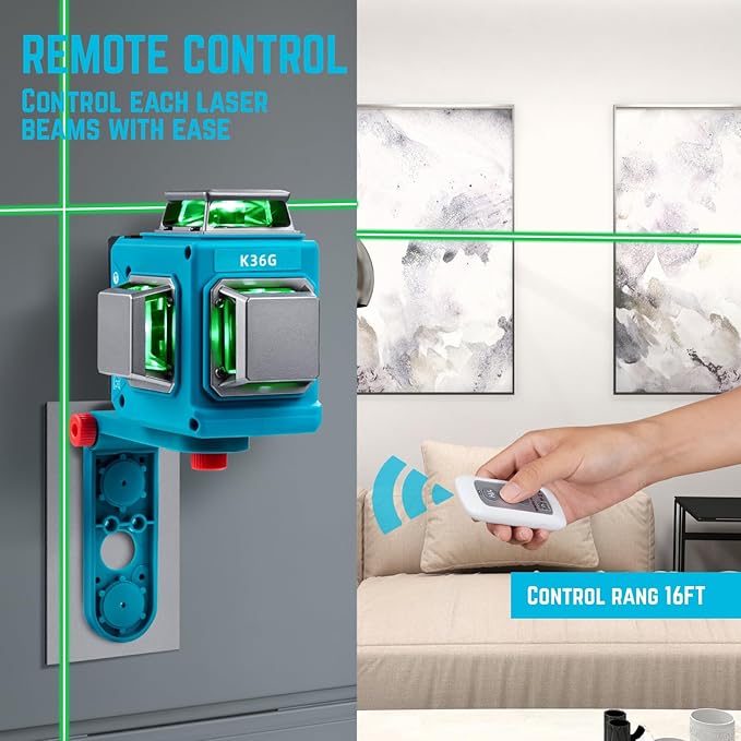 KEZERS Laser Level with Tripod,3 x 360 Self Leveling Laser Level, Green Line Laser 3D Laser Leveler Tool with 2 Rechargeable Batteries,Indoor,for Picture Hanging,Tile,Home Renovation